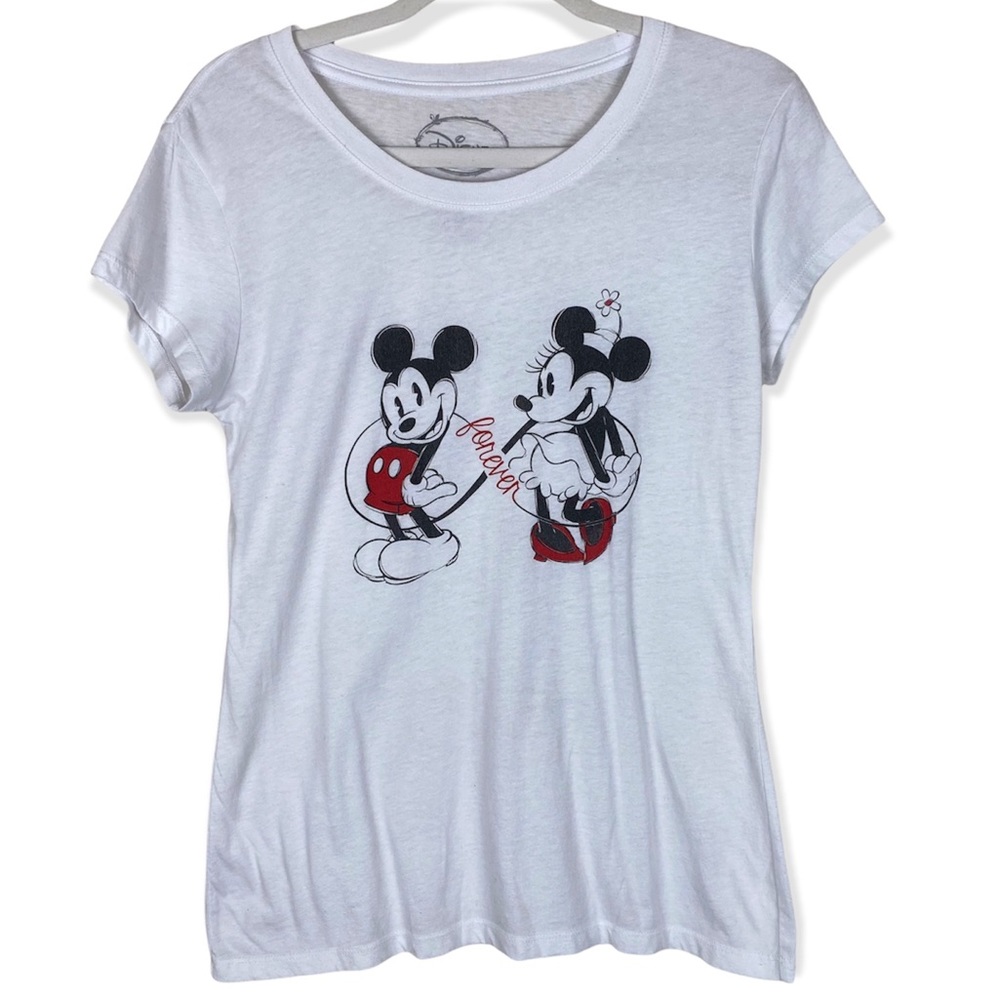 Disney Mickey & Minnie Mouse Forever White Short Sleeve Lightweight T-Shirt